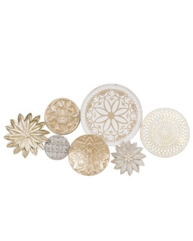 Déco murale en métal blanc et doré 90x44