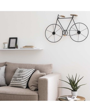 Déco murale vélo en sapin et métal noir 76x50