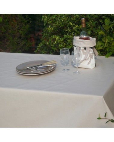 Nappe enduite coton beige carrée 120 x 120 cm