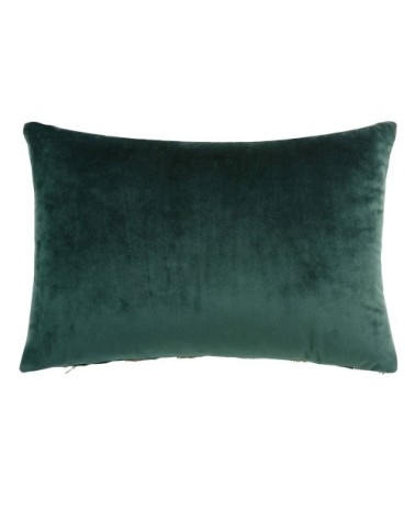 Coussin en velours vert et perles dorées 30x45
