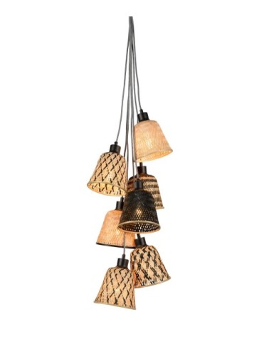 Suspension grappe en bambou 7 pendants