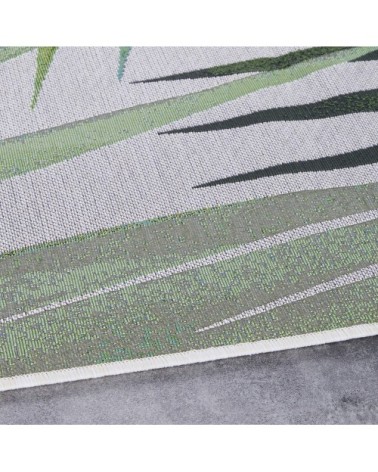 Tapis tissé jacquard vert et gris 140x200