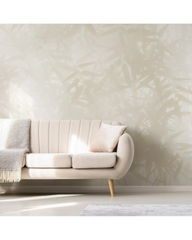 Papier peint panoramique ombres bambous 340 x 250  beige