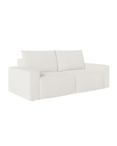 Canapé droit fixe 2 places en tissu bouclette - blanc