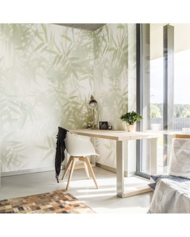 Papier peint panoramique ombres bambous 340 x 250  vert