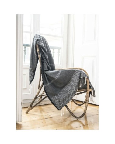 Plaid coton noir 160x250