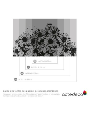 Papier peint panoramique tournesol 425 x 250  noir