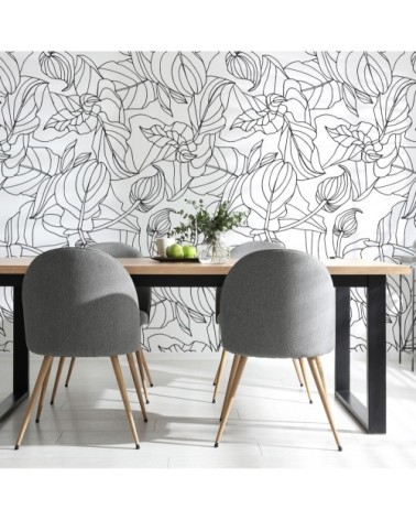 Papier peint panoramique feuillages 425 x 250  noir