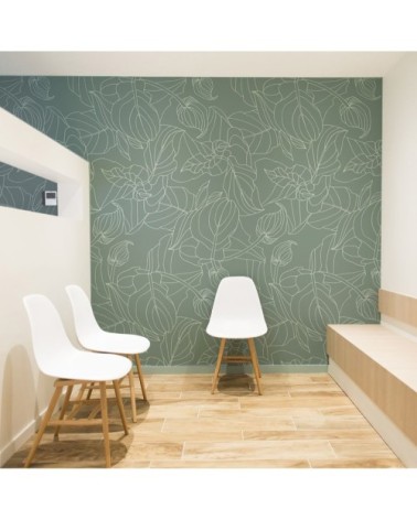 Papier peint panoramique feuillages 255 x 250  vert clair