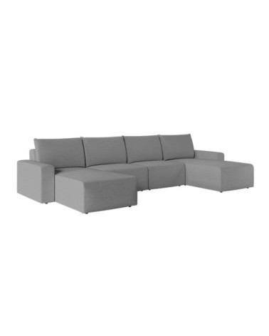Canapé panoramique fixe 6 places en tissu gris