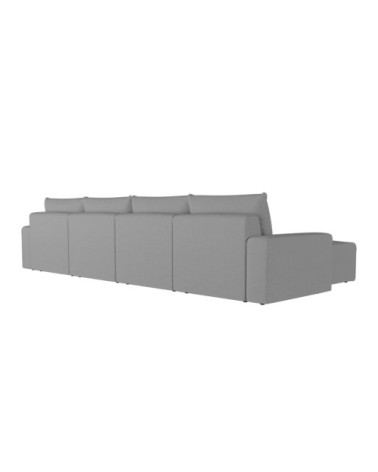 Canapé panoramique fixe 6 places en tissu gris