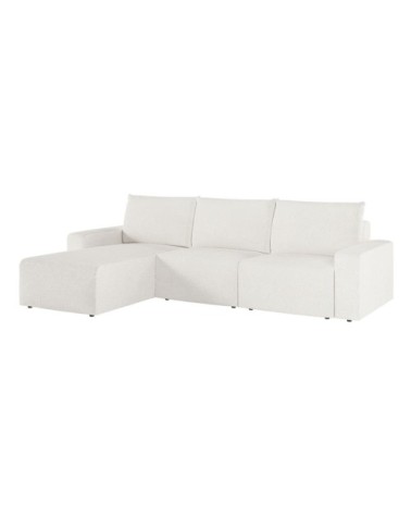 Canapé d'angle réversible 4 places en tissu bouclette - blanc