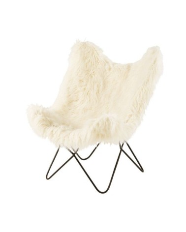 Fauteuil imitation fourrure ivoire