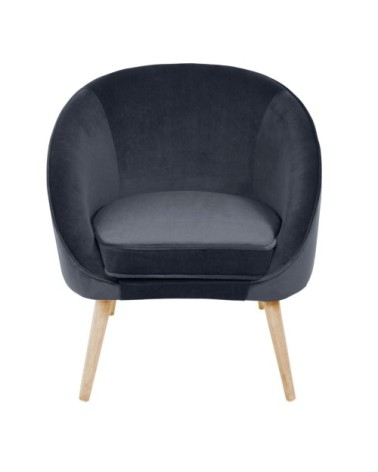 Fauteuil velours gris foncé