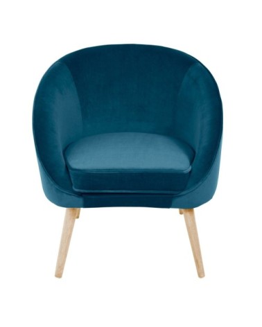 Fauteuil velours bleu foncé