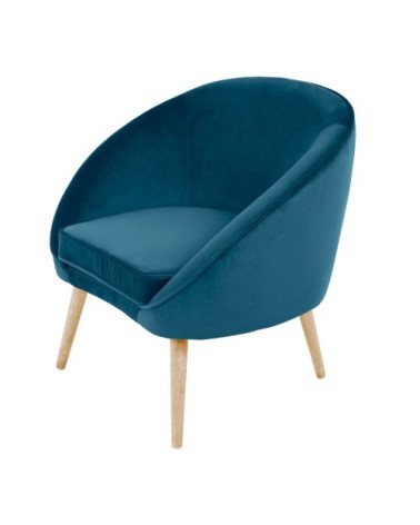 Fauteuil velours bleu foncé