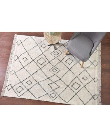 Tapis  en coton ivoire/taupe 190 x 290