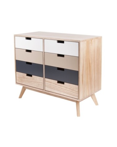 Commode 8 tiroirs en bois H78,5cm