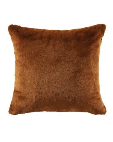 Coussin en polyester recyclé imitation fourrure marron écureuil 45x45