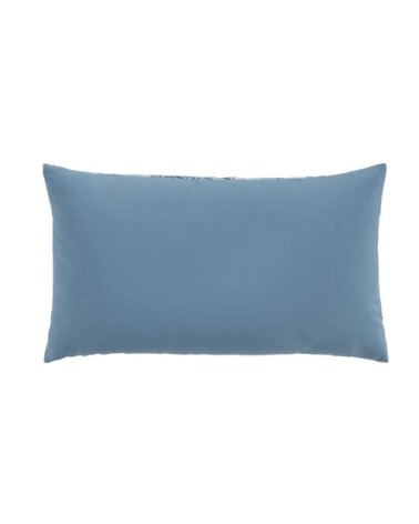 Coussin motif rayé végétal bleu et écru 50x30