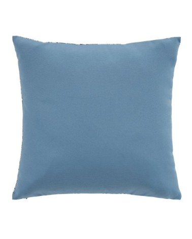 Coussin motif végétal bleu et écru 45x45