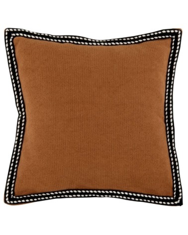 Housse de coussin en coton et lin jaune ocre 40x40