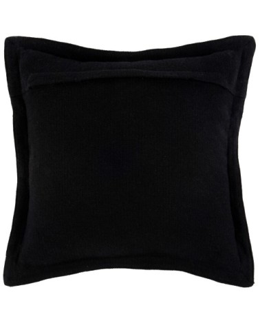Housse de coussin en coton et lin noir à galon 40x40