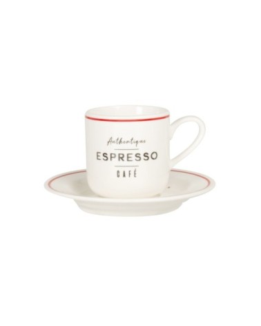 Tasse expresso et soucoupe en porcelaine blanche et rouge