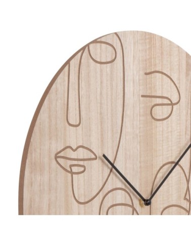 Horloge en bois de paulownia gravé beige D45