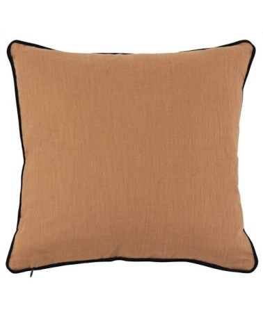 Housse de coussin en ramie jaune ocre motif animalier multicolore 40x40