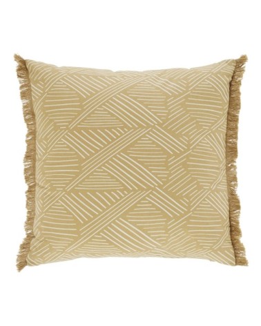 Coussin en coton imprimé beige et taupe 45x45