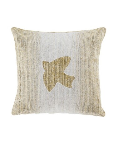 Coussin imprimé oiseau beige 45x45