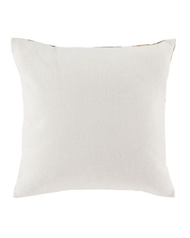 Coussin motif végétal vert kaki, jaune moutarde, terracotta et écru 45x45