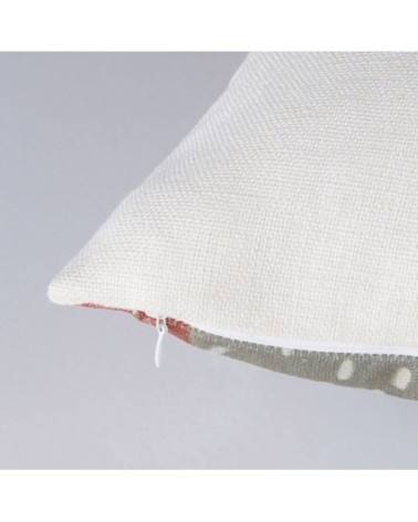 Coussin motif végétal vert kaki, jaune moutarde, terracotta et écru 45x45