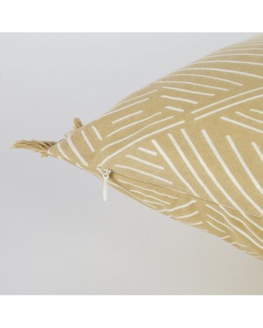 Coussin en coton imprimé beige et taupe 45x45