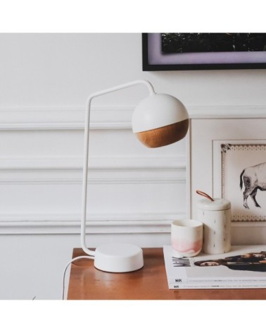 Lampe de table avec abat-jour en chêne blanc