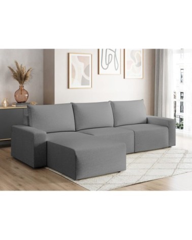 Canapé d'angle réversible 4 places tissu gris