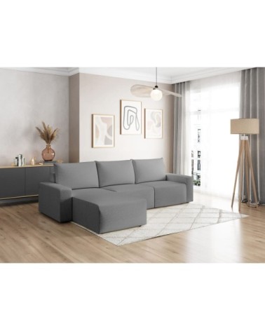 Canapé d'angle réversible 4 places tissu gris