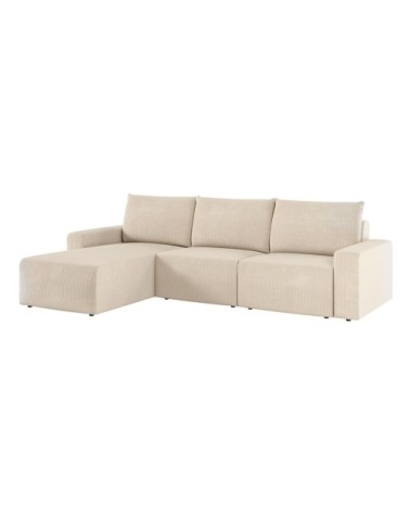 Canapé d'angle réversible 4 places en velours côtelé - beige