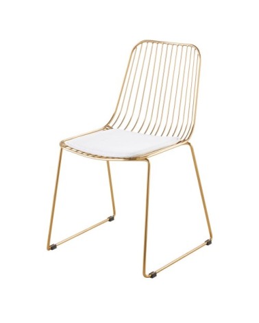 Chaise en métal doré et  blanche