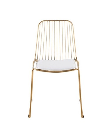 Chaise en métal doré et  blanche