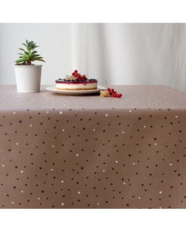 Nappe en coton enduit taupe rectangle 160 x 240 cm