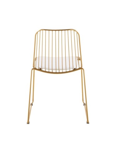 Chaise en métal doré et  blanche