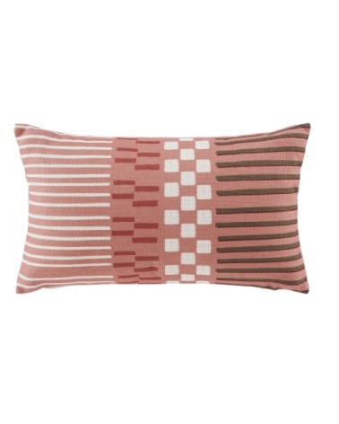 Coussin imprimé terracotta, écru et vert kaki 30x50