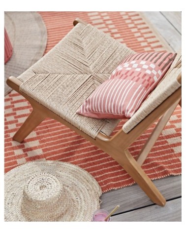 Coussin imprimé terracotta, écru et vert kaki 30x50