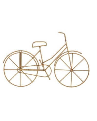 Déco murale vélo en rotin beige 132x84