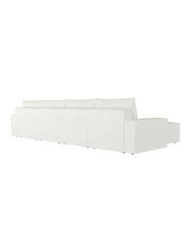 Canapé panoramique fixe 6 places en tissu bouclette - blanc