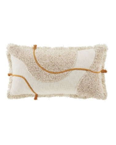 Coussin en coton beige, écru et orange 40x75