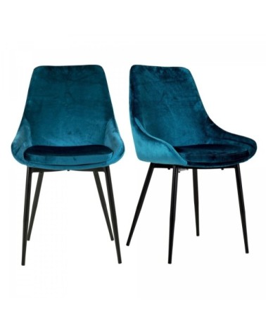 Lot de 2 chaises en velours style moderne bleu ciel