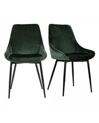 Lot de 2 chaises en velours style moderne vert